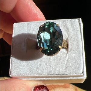 Super Fun Gold Ring with Gorgeous Blue Stone 💠